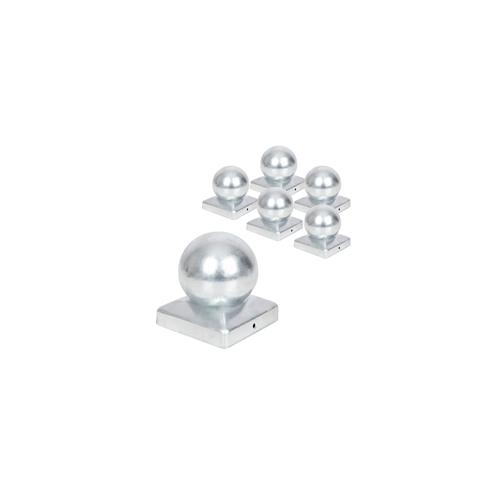 5x VOSS.garden Pfostenkappe 70 x 70mm mit Kugel, verzinkte Schutzkappe, inkl. Schrauben