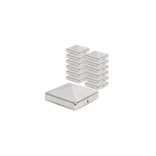 10x VOSS.garden Pfostenkappe 90 x 90mm, Edelstahl Schutzkappe für Holzpfähle, inkl. Schrauben