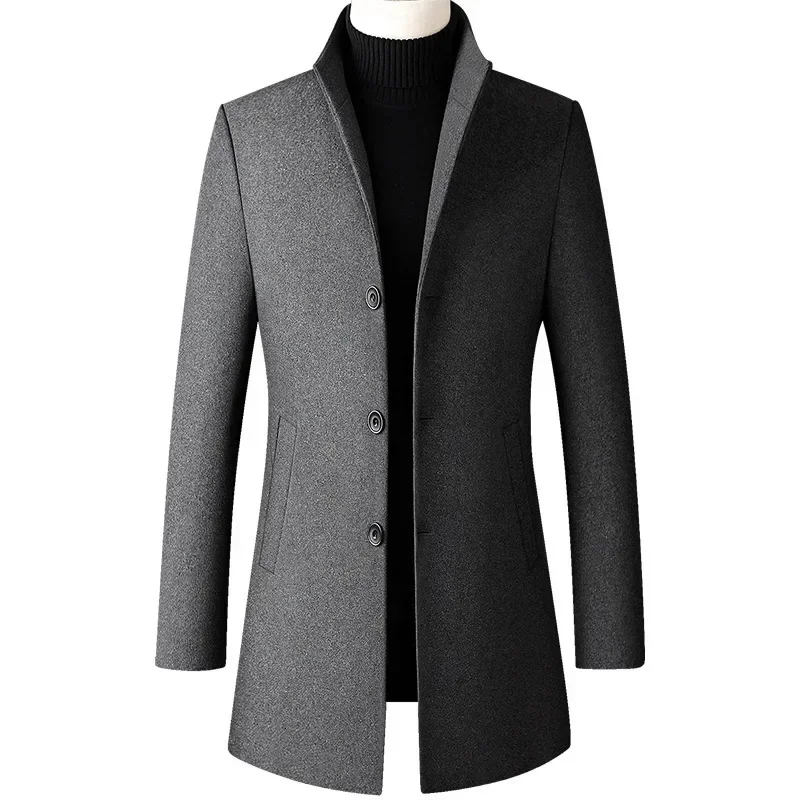 TFETTERS Marke Graben Mantel Koreanische Mode Business Casual Stehkragen Lange Jacken für Männer 2025, Herbst Windjacke Winter Mäntel