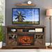 60 Inch Electric Fireplace TV Stand, Dark Rustic Oak Finish, Remote Control, Adjustable Flame, Fits up to 70 Inch TVs