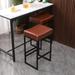 Leather Barstools Backless Dining Chairs Bar Stools(Set of 2)