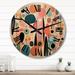 Designart "Pink Mid Century Playful Patterns II" Mid-century Oversized Wood Wall Clock