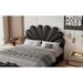 Queen Size Upholstered Petal Shaped Platform Bed with Hydraulic Storage System, PU Storage Bed, Decorated with metal balls