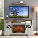 60 Inch Electric Fireplace TV Stand, Dark Rustic Oak Finish, Remote Control, Adjustable Flame, Fits up to 70 Inch TVs