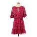 Joie Casual Dress - Mini Keyhole Short sleeves: Pink Floral Dresses - Women's Size Medium