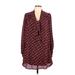 Sienna Sky Casual Dress - Shift Tie Neck Long sleeves: Burgundy Dresses - Women's Size Large