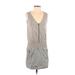 DKNY Jeans Casual Dress - DropWaist Plunge Sleeveless: Gray Solid Dresses - Women's Size 0