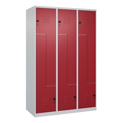 C+P Z-Spind Classic PLUS bodenstehend, 6 Abteile, HxBxT 185x120x50cm, Sicherheitsdrehriegel, Hellgrau/Rubinrot von PROREGAL Image