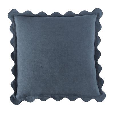 Rue Scalloped Linen Pillow - Cornflower - 12