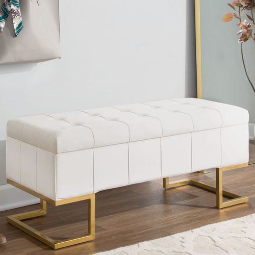 Midas Upholstered Storage Bench Off White , Off White