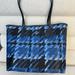 Coach Bags | Coach City Tote With Graphic Plaid Print. Silver/Blue Multi | Color: Blue/Silver | Size: Os