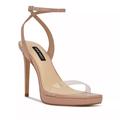 Nine West Shoes | Nine West Zadie Square Toe Stiletto Heel Dress Sandals Sz 8 | Color: Cream | Size: 8