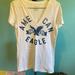 American Eagle Outfitters Tops | Nwt American Eagle Outfitters Deep V Graphic Tee | Color: Blue/White | Size: L