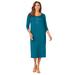 Plus Size Women's Knit T-Shirt Dress by Jessica London in Deep Teal (Size 18 W) Stretch Jersey 3/4 Sleeves
