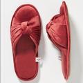 Anthropologie Shoes | Anthropologie Ariana Bohling Velvet Bow Slippers In Dusty Rose Pink, Knot Twist | Color: Pink/Red | Size: Large (10-11)