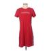 Tommy Hilfiger Casual Dress - Shift Crew Neck Short sleeves: Red Graphic Dresses - Women's Size Small