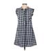 Dear Creatures Casual Dress - Shirtdress: Blue Checkered/Gingham Dresses - Women's Size Small