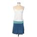 Casual Dress - Mini V Neck Sleeveless: Blue Color Block Dresses - Women's Size 38
