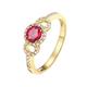 Gold Ring for Women, Gold Ring 18K 18K White Gold 1 0.5CT VVS Rose Red Round Lab Ruby with 0.17CT H White Natural Diamond Halo Channel Size K 1/2
