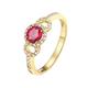 Gold Engagement Rings, Yellow Gold Wedding Ring 18K 1 0.5CT VVS Rose Red Round Lab Ruby with 0.17CT H Diamond Halo Channel Size O 1/2 Valentine