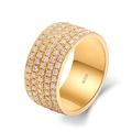 Lieson Wedding Rings for Men, 18K Gold Rings Men Wide Ring Rows Round Diamond Promise Rings Yellow Gold Ring Size O 1/2