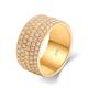Lieson Wedding Rings for Men, 18K Gold Rings Men Wide Ring Rows Round Diamond Promise Rings Yellow Gold Ring Size O 1/2