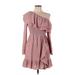 Wish Casual Dress - Mini Open Neckline 3/4 sleeves: Pink Dresses - Women's Size Large