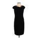 Anne Klein Casual Dress - Sheath V Neck Short sleeves: Black Print Dresses - Women's Size 4