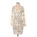 Shein Casual Dress - Mini V Neck Long sleeves: Ivory Dresses - Women's Size 3