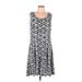 Perceptions Casual Dress - A-Line: Blue Aztec or Tribal Print Dresses - Women's Size Large