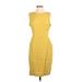 Ann Taylor Casual Dress - Sheath Crew Neck Sleeveless: Yellow Print Dresses - Women's Size 6