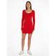 Jerseykleid TOMMY JEANS "TJW BADGE RIB BODYCON LS" Gr. XS (34), N-Gr, rot (deep_crimson) Damen Kleider Freizeitkleider