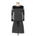 Rachel Zoe Casual Dress Crew Neck 3/4 sleeves: Black Color Block Dresses - Women's Size Small