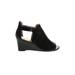 Adrienne Vittadini Wedges: Black Print Shoes - Women's Size 6 - Open Toe