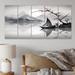 Design Art Asian Art Sailboat Sumi IV - Asian Art Metal Wall Decor Set Metal in Gray | 28 H x 60 W x 1 D in | Wayfair MT65399-401