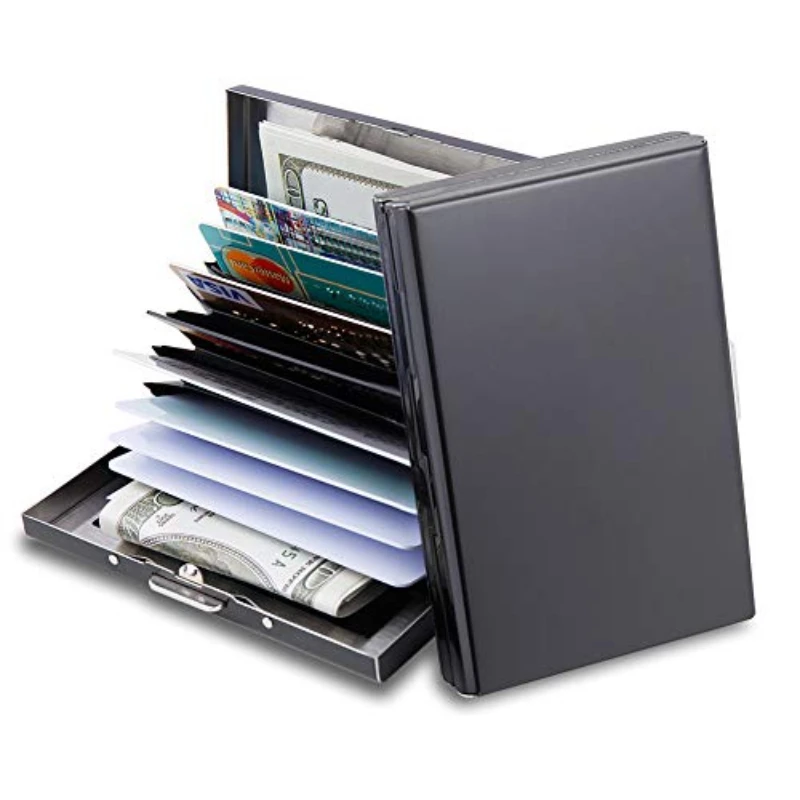 10 cartes RFID porte-carte de crédit protecteur métal carte de crédit portefeuille porte-carte de visite pour hommes femmes boîte-cadeau paquet