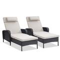 Red Barrel Studio® Schutt Outdoor Reclining Chaise Lounge Chairs w/ CushionsSet of 2 Metal/Wicker/Rattan in Brown | Wayfair