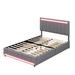 Ivy Bronx Kevious Full Size Linen Bed w/ LED Light, 4 Drawers, Sockets & USB Ports Upholstered/Linen in Gray | 44.5 H x 56.7 W x 78 D in | Wayfair