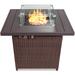 Latitude Run® Arlmont & Co. 32In Fire Pit Table 50,000 BTU Outdoor Wicker Patio W/Wind Guard, Glass Beads, Cover - Ash Gray in Brown | Wayfair