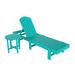 Highland Dunes Zlatkus 77.6" Long Reclining Single Chaise w/ Table Plastic in Blue | 37.8 H x 21.1 W x 77.6 D in | Outdoor Furniture | Wayfair