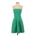 Banana Republic Cocktail Dress - A-Line Strapless Sleeveless: Green Print Dresses - Women's Size 2