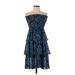 The Kooples Casual Dress - Midi: Blue Floral Dresses - Women's Size Small