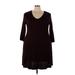 Jessica Howard Casual Dress - Mini Scoop Neck 3/4 sleeves: Burgundy Solid Dresses - Women's Size 3X