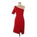Jill Jill Stuart Cocktail Dress - Party One Shoulder Short sleeves: Red Solid Dresses - Women's Size 6