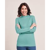 Blair Women's Essential Knit Long Sleeve Mock Top - Blue - PXL - Petite