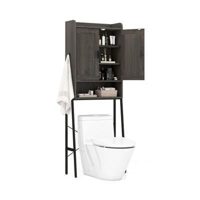 Costway Over the Toilet Storage Cabinet Space Saver Organizer with Double Doors-Gray