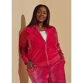 Plus Size Sequined Paneled Velour Jacket