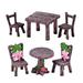 Fairies Figurines Wooden Outdoor Furniture Micro Landscape Ornament Miniature Accessories Table Decor Fairy Miniture House Chair Flowerpot 2 Sets