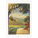 Napa Valley California - Wine Country - Calistoga St. Helena Rutherford Yountville Napa - Vintage Travel Poster by Kerne Erickson - Fine Art Matte Paper Print (Unframed) 30x44in