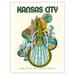 Kansas City - The City of Fountains - Vintage Travel Poster by David Klein c.1960s - Fine Art Matte Paper Print (Unframed) 20x26in